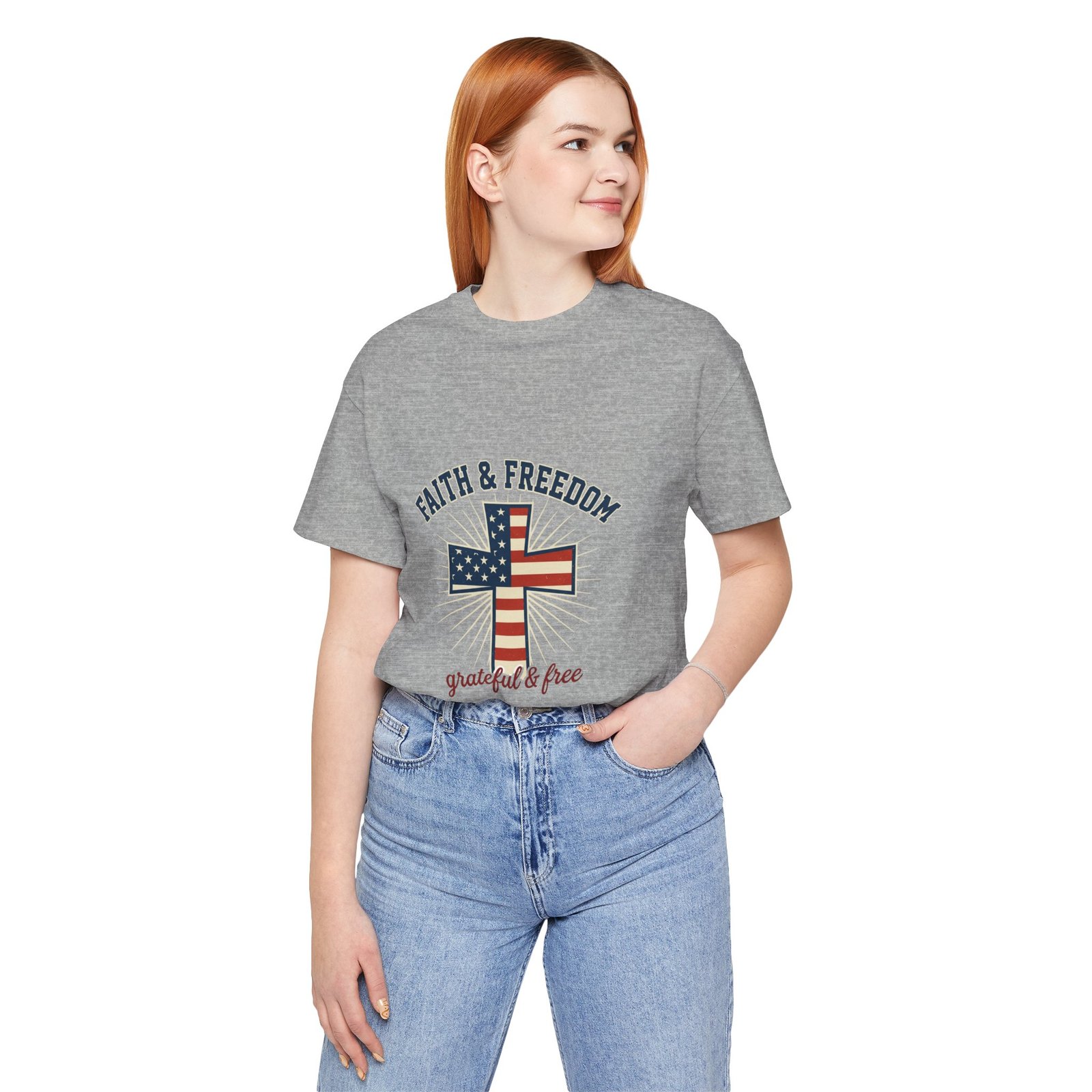 Faith & Freedom Cross Tee | Patriotic, Faith-Based July 4th Vintage Americana - Image 115