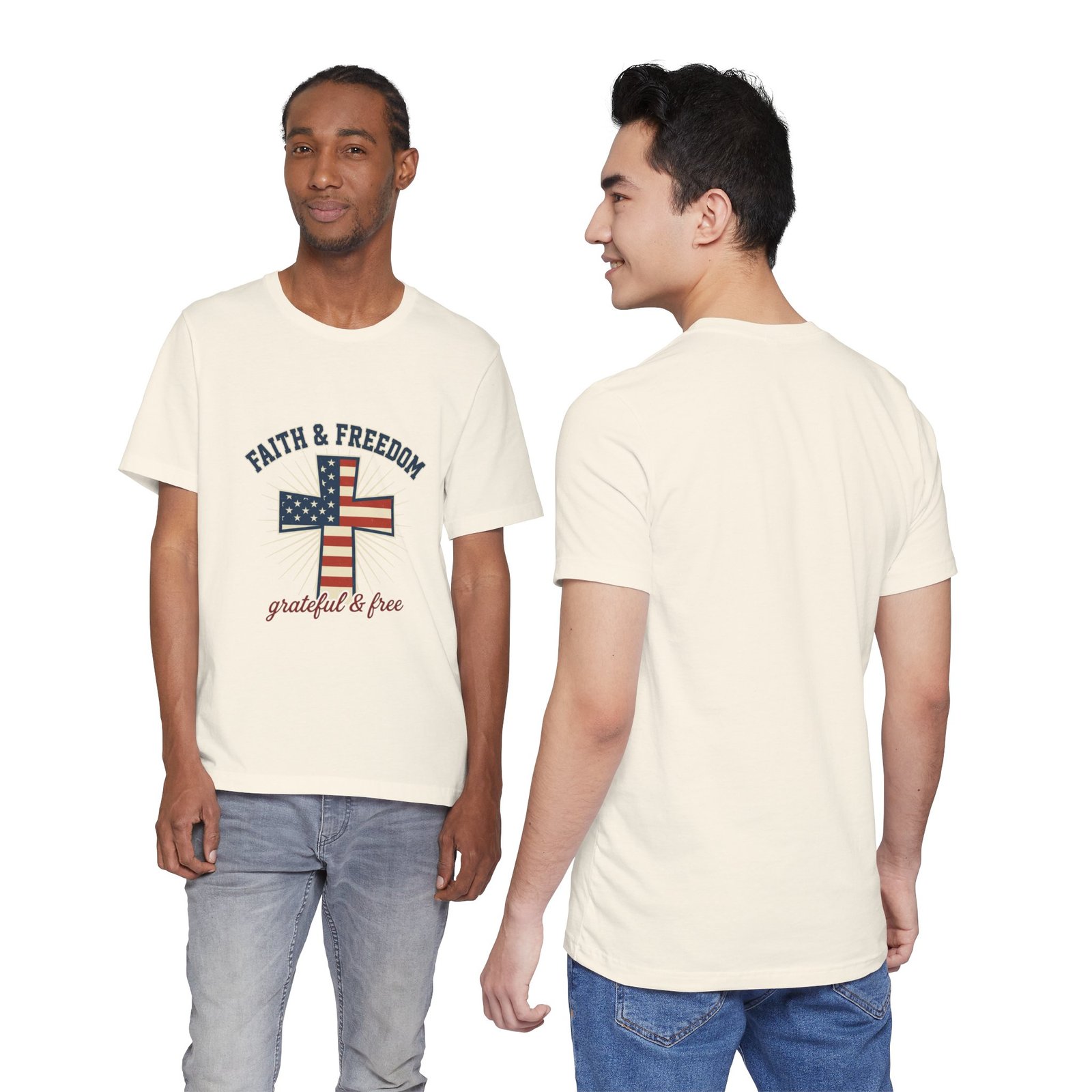 Faith & Freedom Cross Tee | Patriotic, Faith-Based July 4th Vintage Americana - Image 89