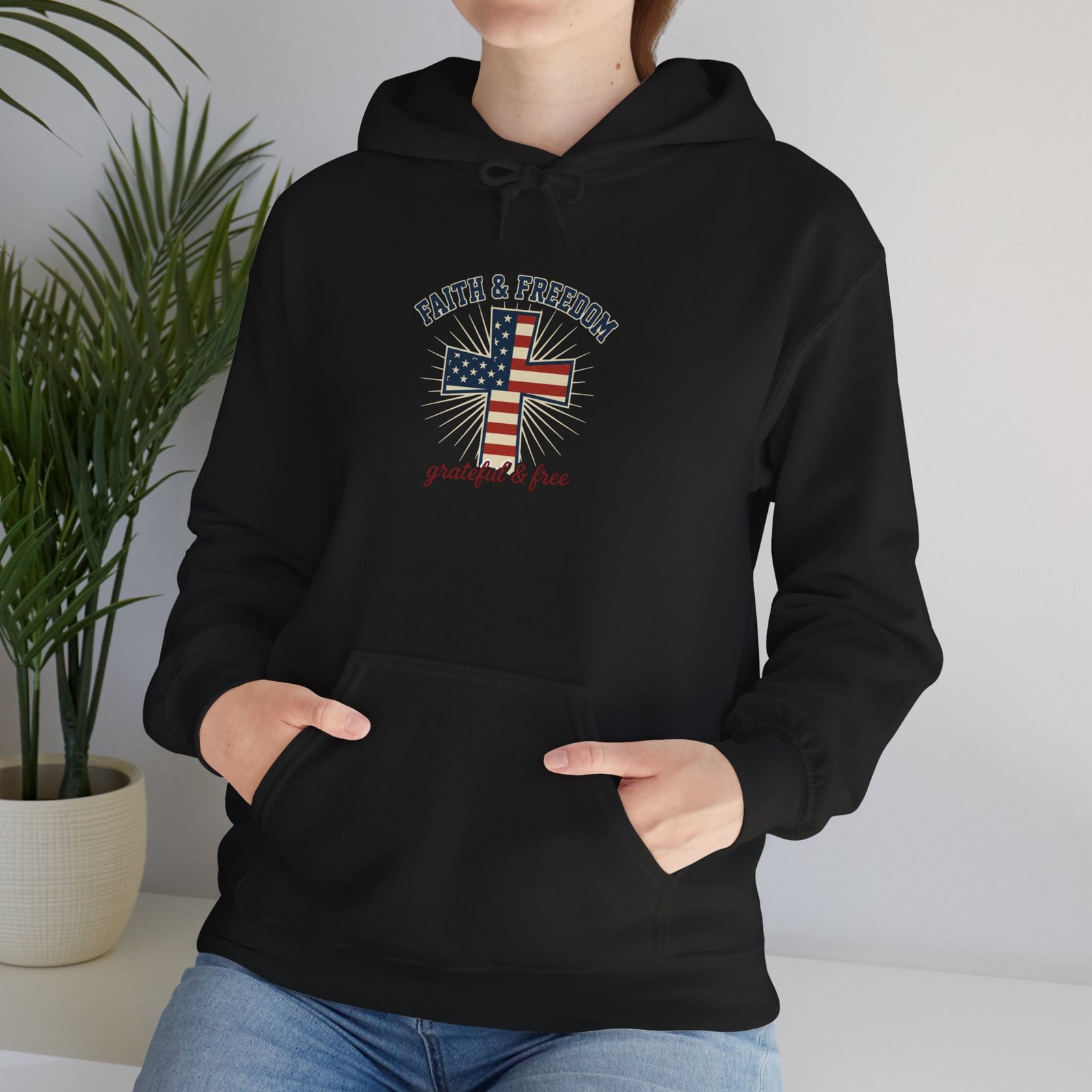 Faith & Freedom Flag Cross Hoodie | patriotic, faith-based, vintage Americana - Image 35
