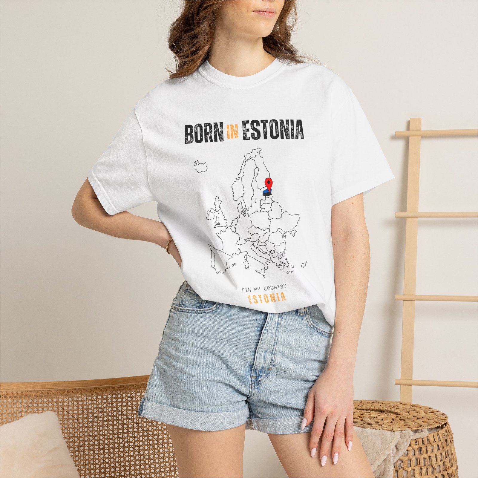 Born in Estonia T-Shirt — Country Map Graphic Tee - Image 4