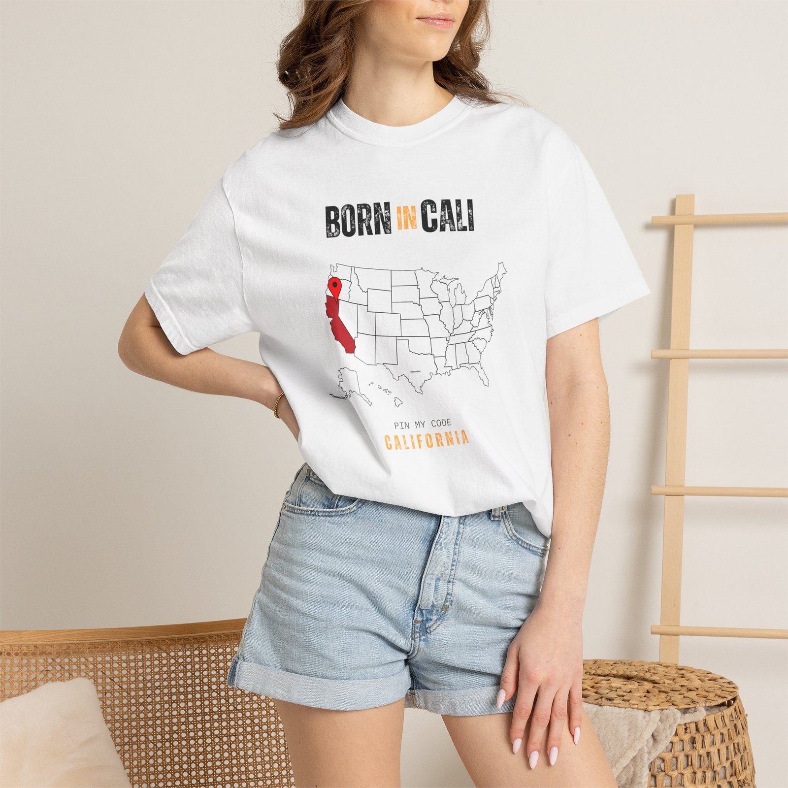 Born in Cali T-Shirt — California Map Graphic Tee - Image 4
