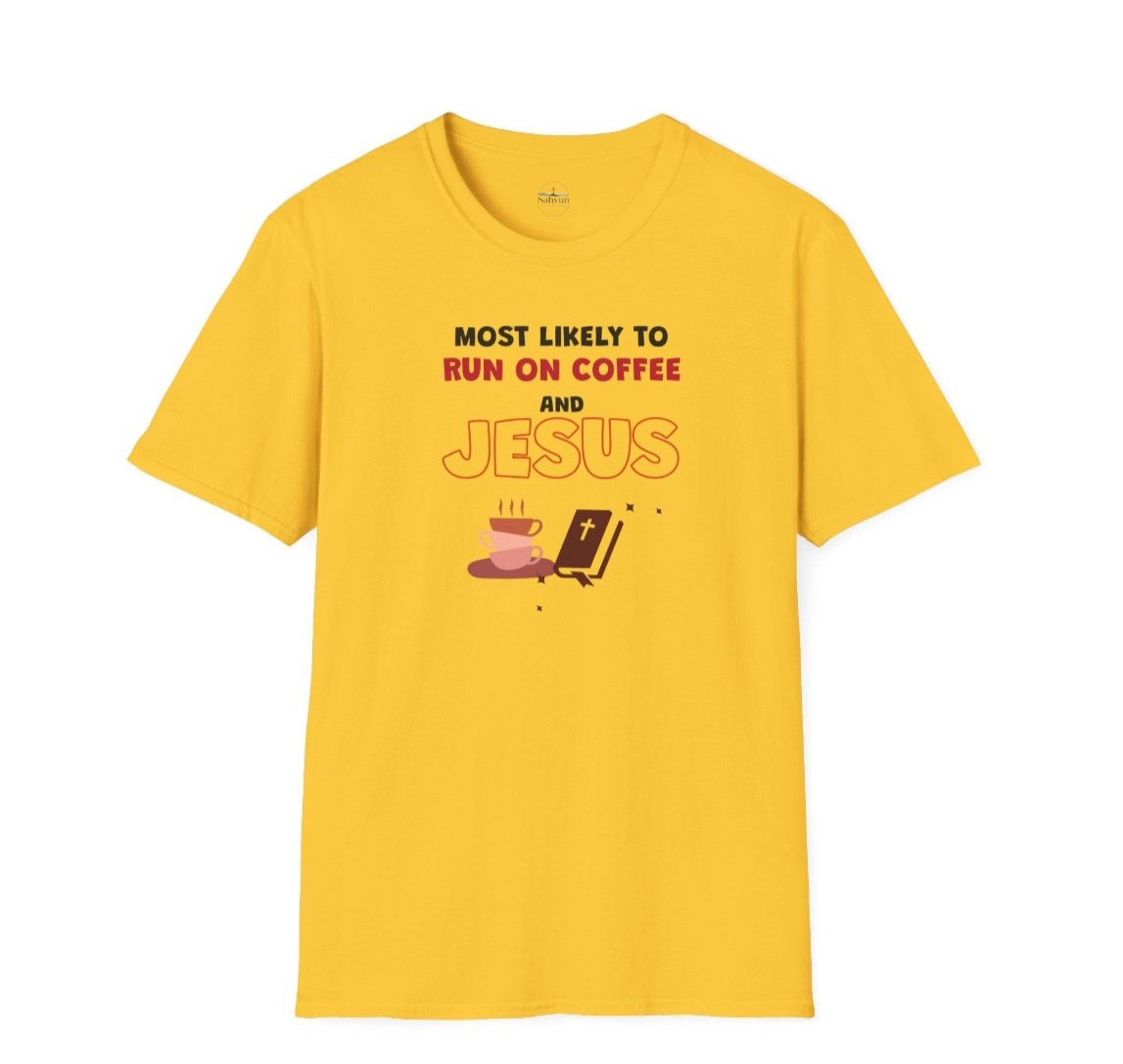 MLT Run on Coffee and Jesus” Christian Coffee Lover T-Shirt