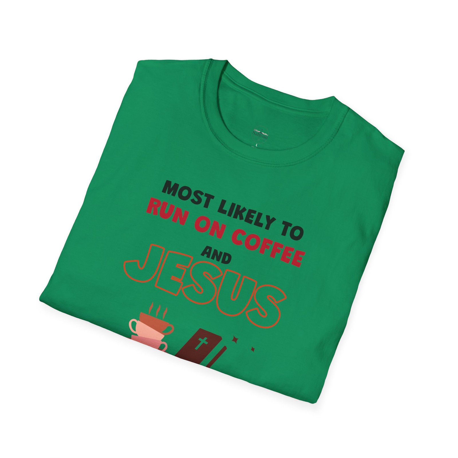MLT Run on Coffee and Jesus” Christian Coffee Lover T-Shirt - Image 3